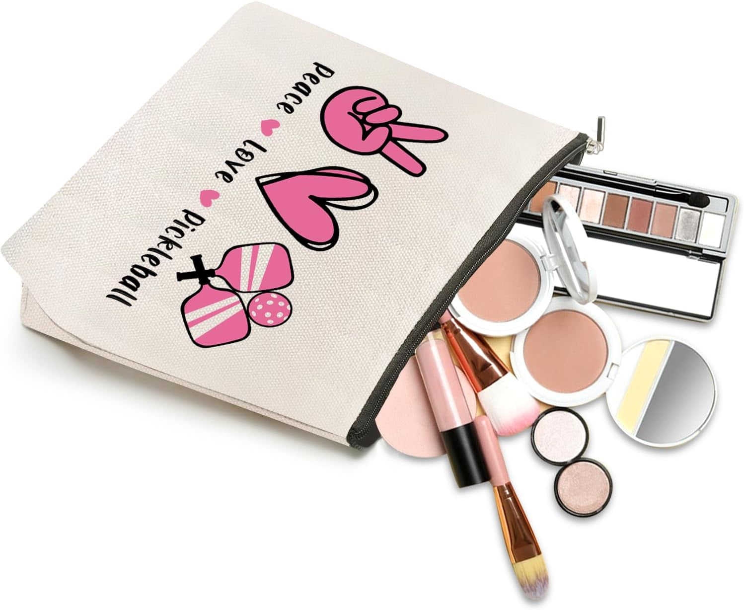 Peace Love Pickleball Cosmetic Bag Pickleball Makeup Bag Cosmetic Makeup Bag Pickleball Player Gift Pickleball Girl Survival Kit Makeup Zipper Pouch Bag Pickleball Training Gift