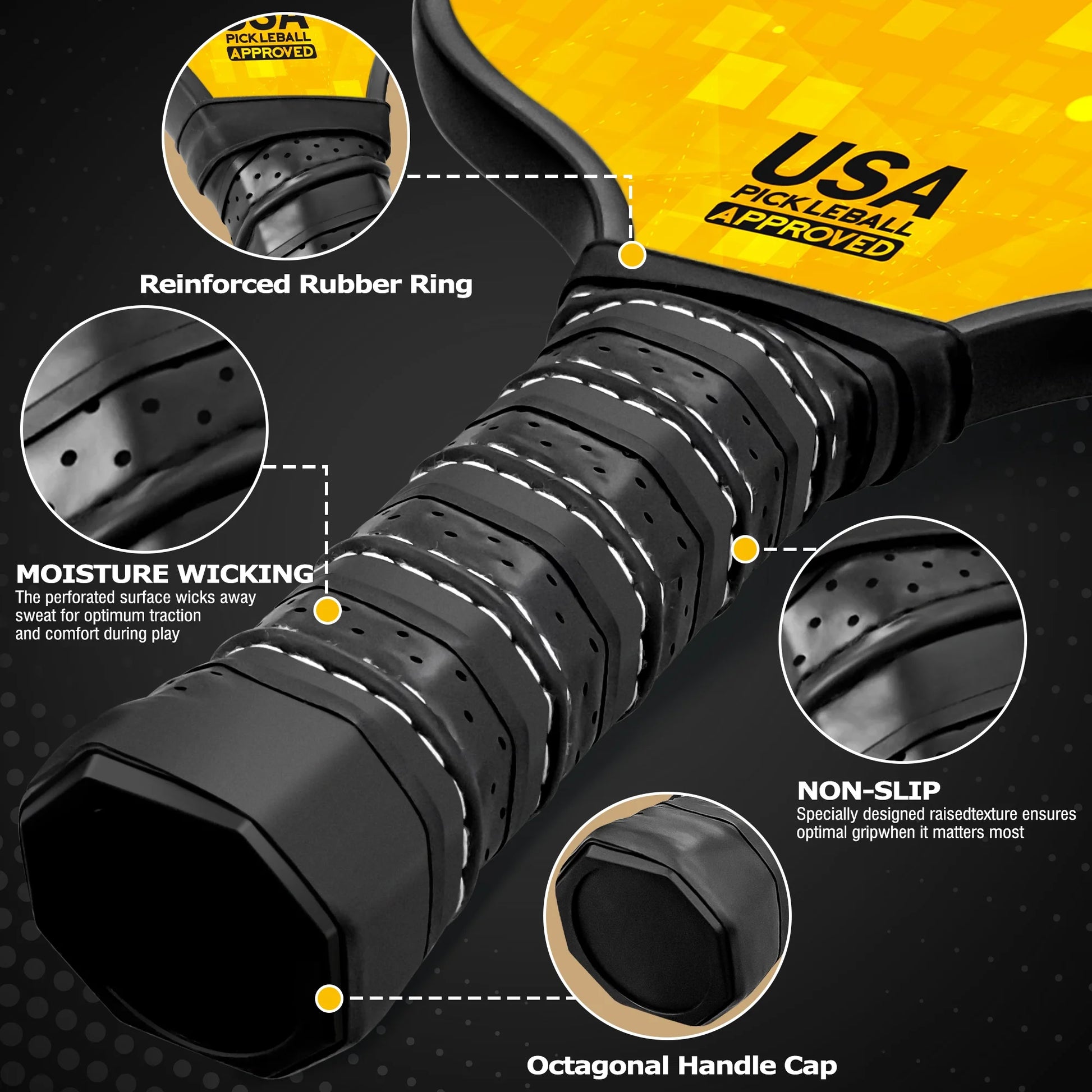 Pickleball Paddle Set – Trending Sport for All Ages, Lightweight Fiberglass, USAPA Approved, 2 Paddles + 4 Balls Included