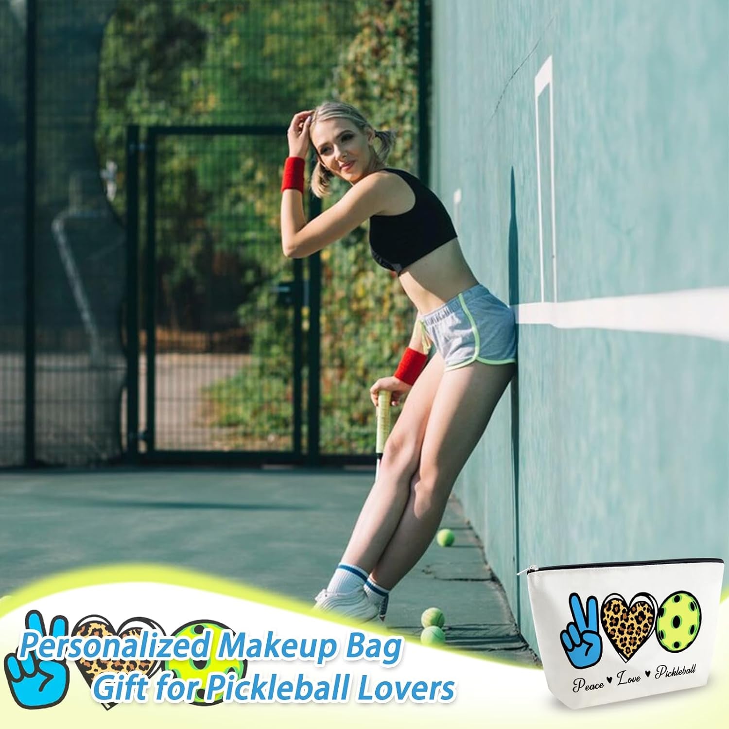 Pickleball Gifts for Women Pickleball Party Favors Pickle Ball Gifts for Woman Pickle Ball Makeup Bag Cosmetic Pouch Snacks Pouch Travel Toiletry Bags for Friends Who Love Sports