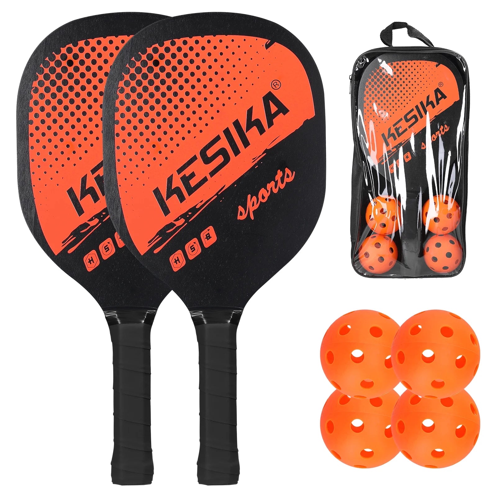 Pickleball Paddle Set Pickleball Rackets Ball Set 2 Rackets & 4 Pickleball Balls with Carrying Bag for Men Women
