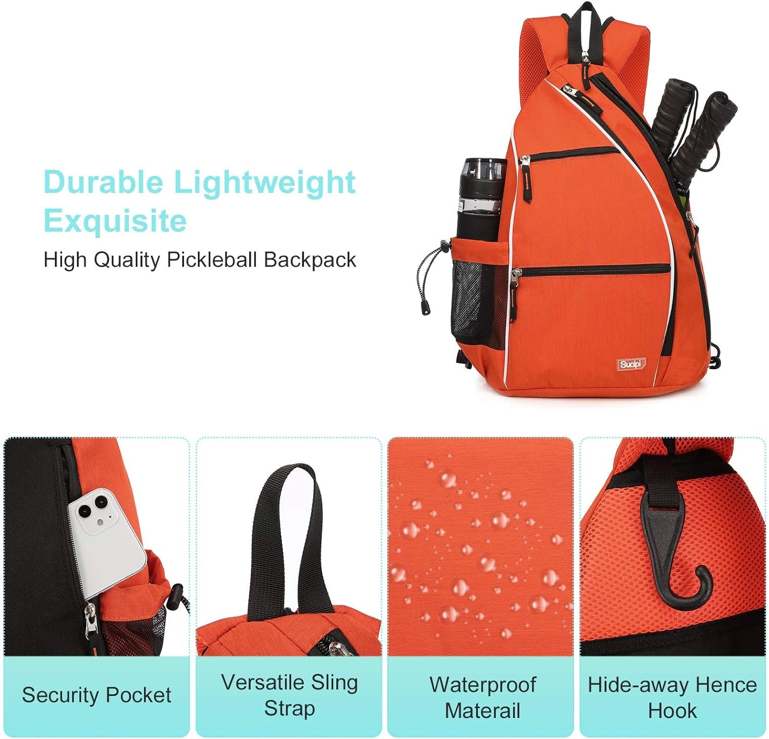 Women'S Reversible Pickleball Paddle Bag with Rackets Compartment