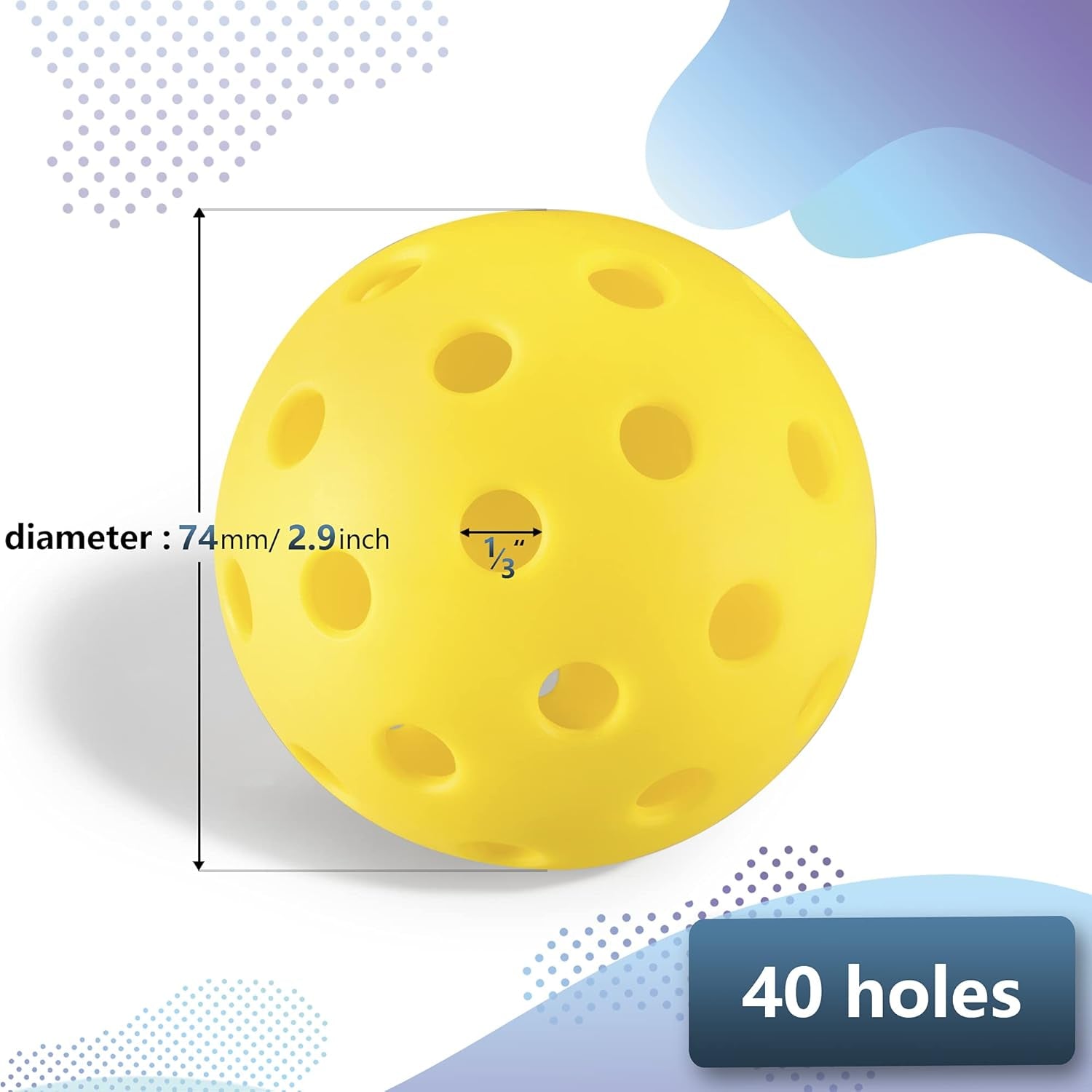 Kiebosi Outdoor Pickleball Balls 8 Pack, Pickleball Ball Set for Pickleball Practices Fun Playing, 40 Holes Pickleballs, Yellow+Green