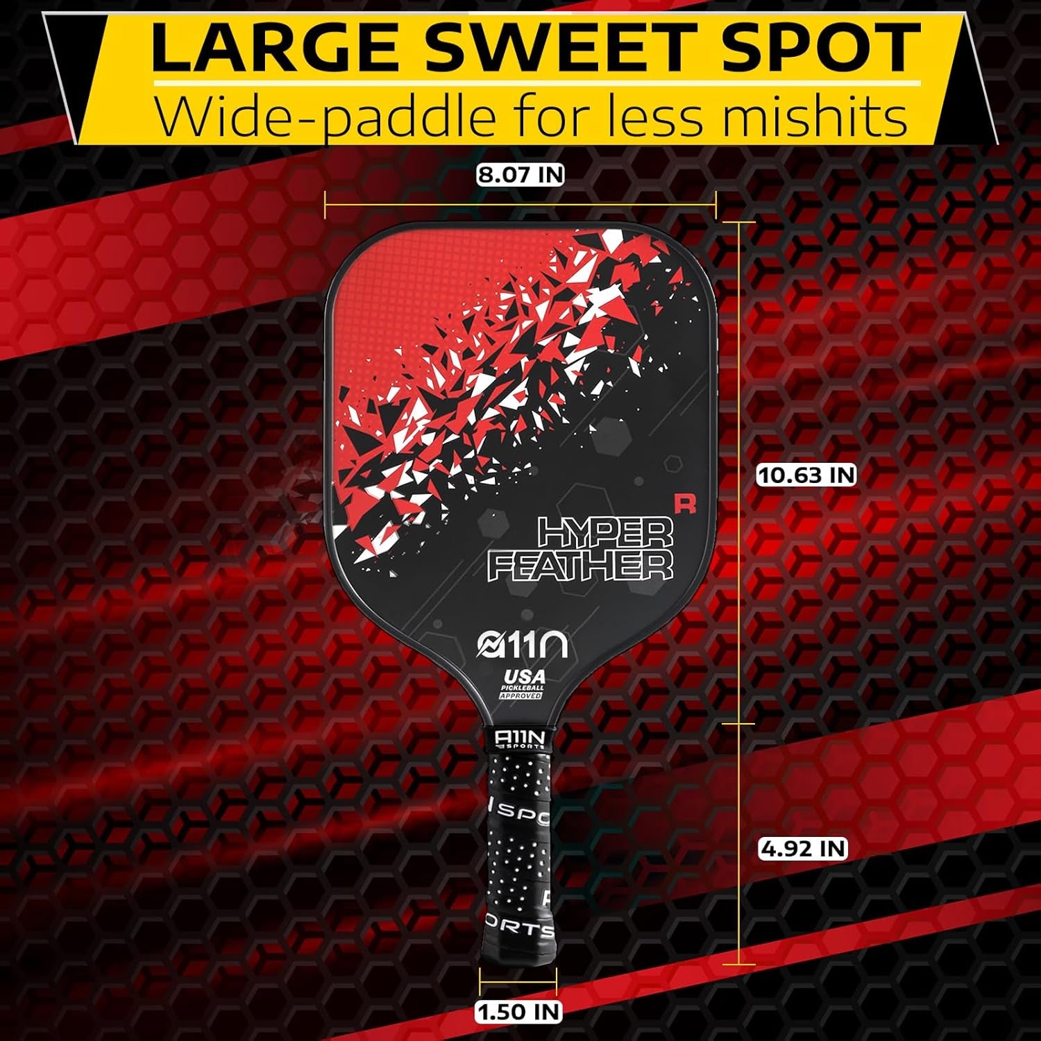 A11N Hyperfeather R Pickleball Paddles Set of 2 Rackets with 4 Outdoor Balls and 1 Backpack, USA Pickleball Approved