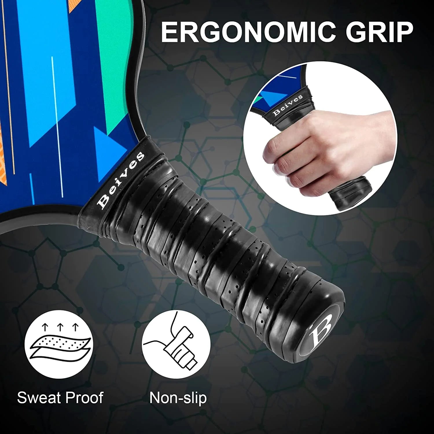 Pickleball Paddles Set of 2 - Lightweight 7.9Oz Pickle Ball Paddle Carbon Fiber Face, Pickleball Racket Kit with Balls & Carry Bag