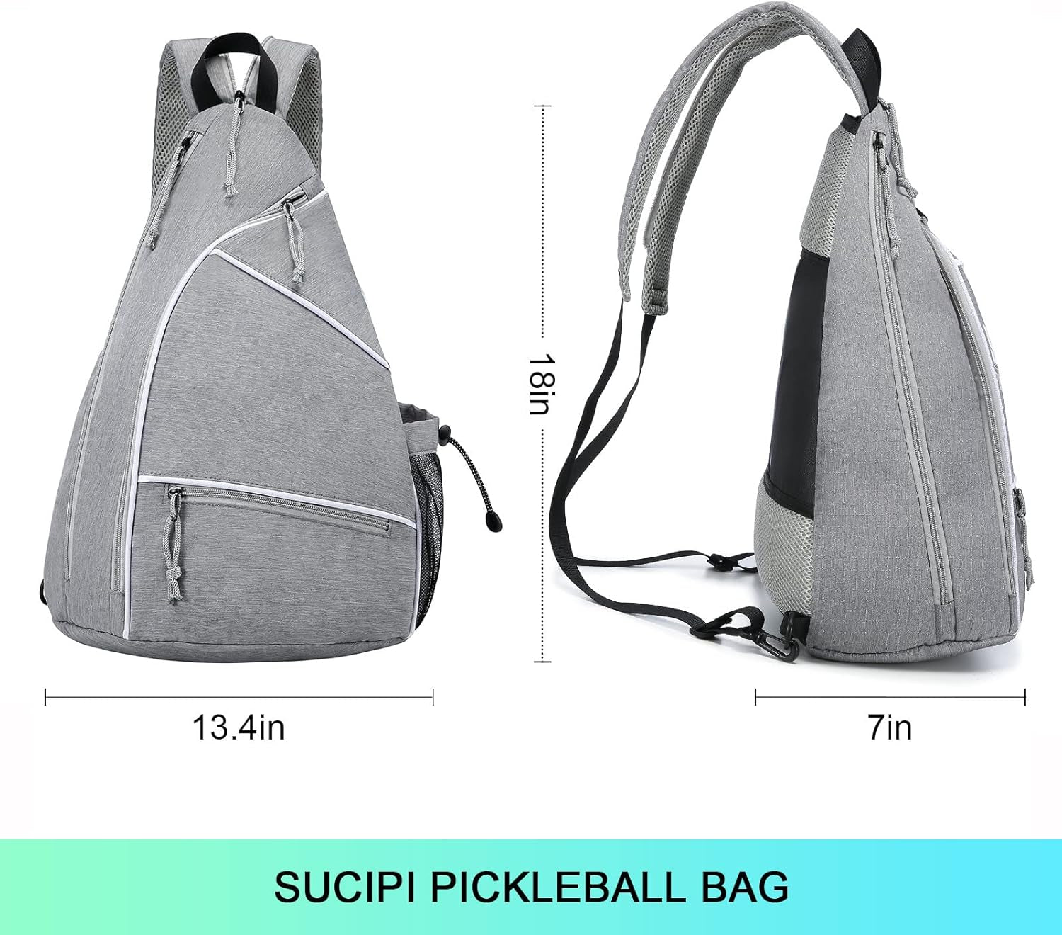 Pickleball Bag,Pickleball Backpack for Men Women,Adjustable Pickleball Sling Bag for Pickleball Paddle,Tennis,With Fence Hook,Water Bottle Holder(Grey)