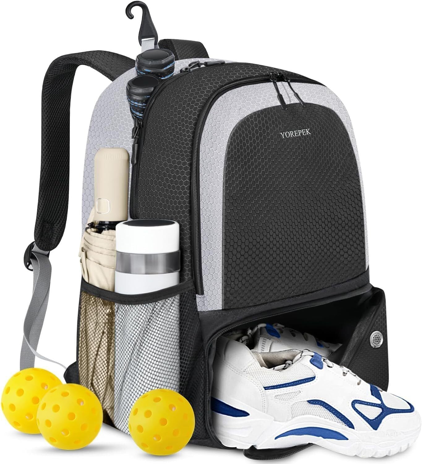 Pickleball Bag Backpack with Shoe Compartment, Fence Hook for Men Women, Larg...
