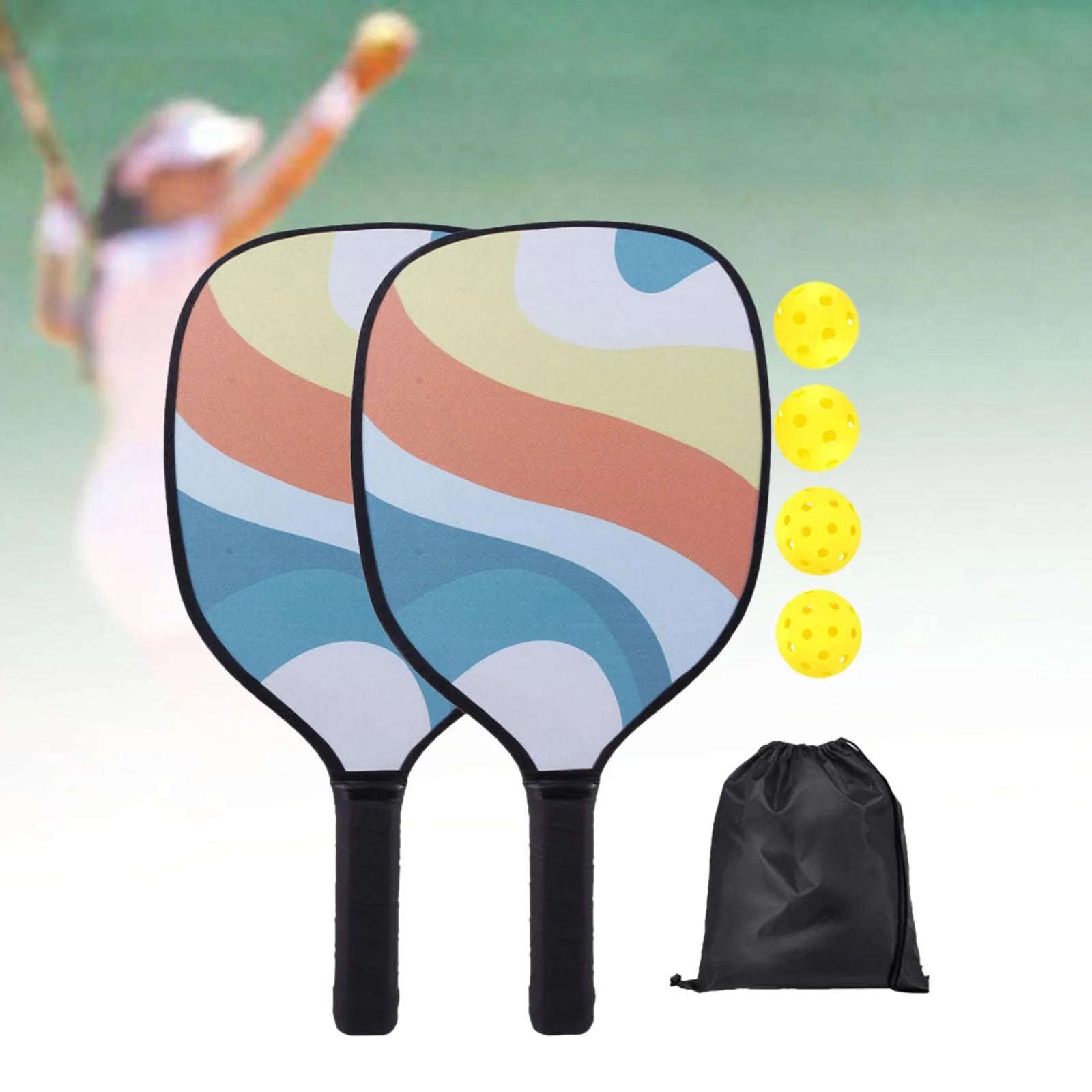 Professional Pickleball Paddle Racket with Bag 4 Balls Comfort Grip Lightweight Racquets for Adults Kids Indoor Outdoor Use Orange