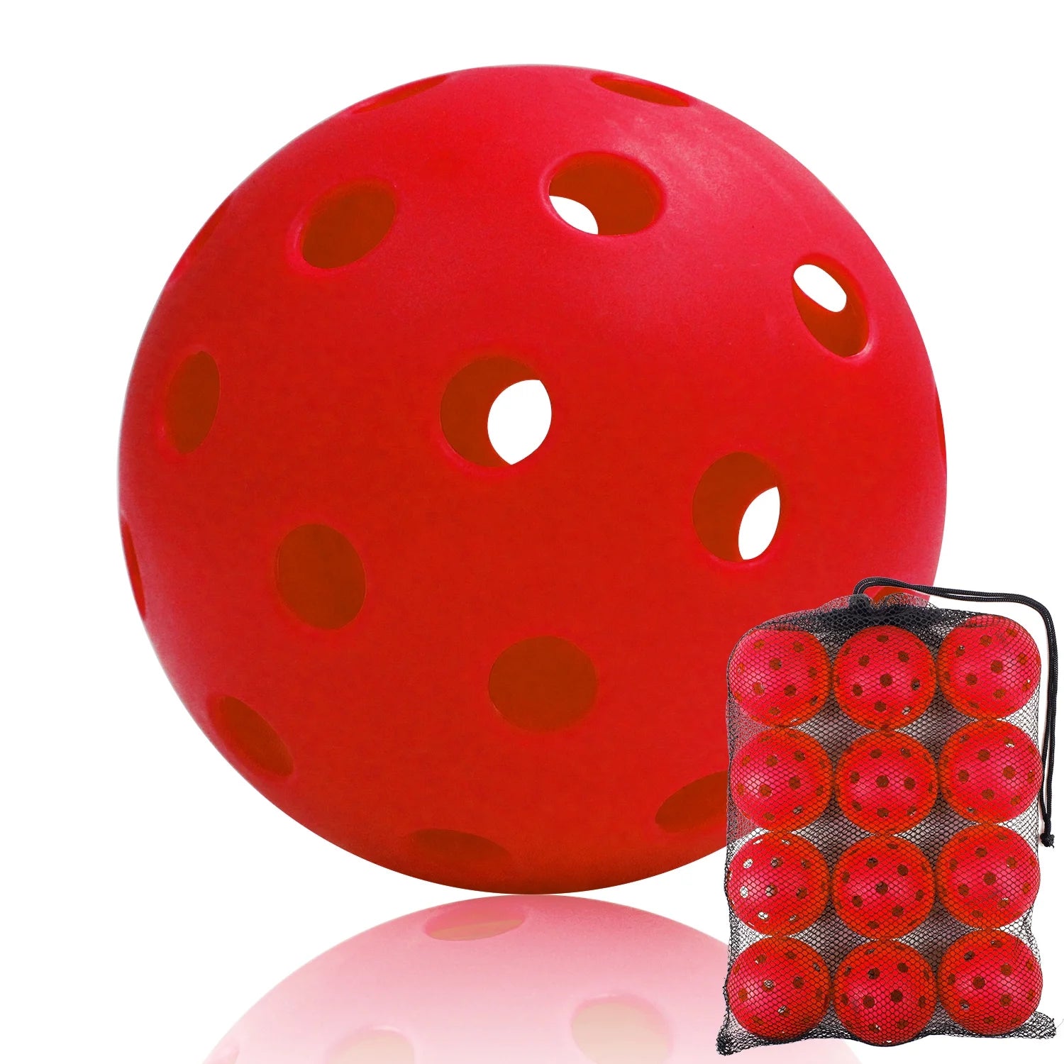 12Pcs Outdoor Pickleball Balls 40Holes Pickleball Accessories Red