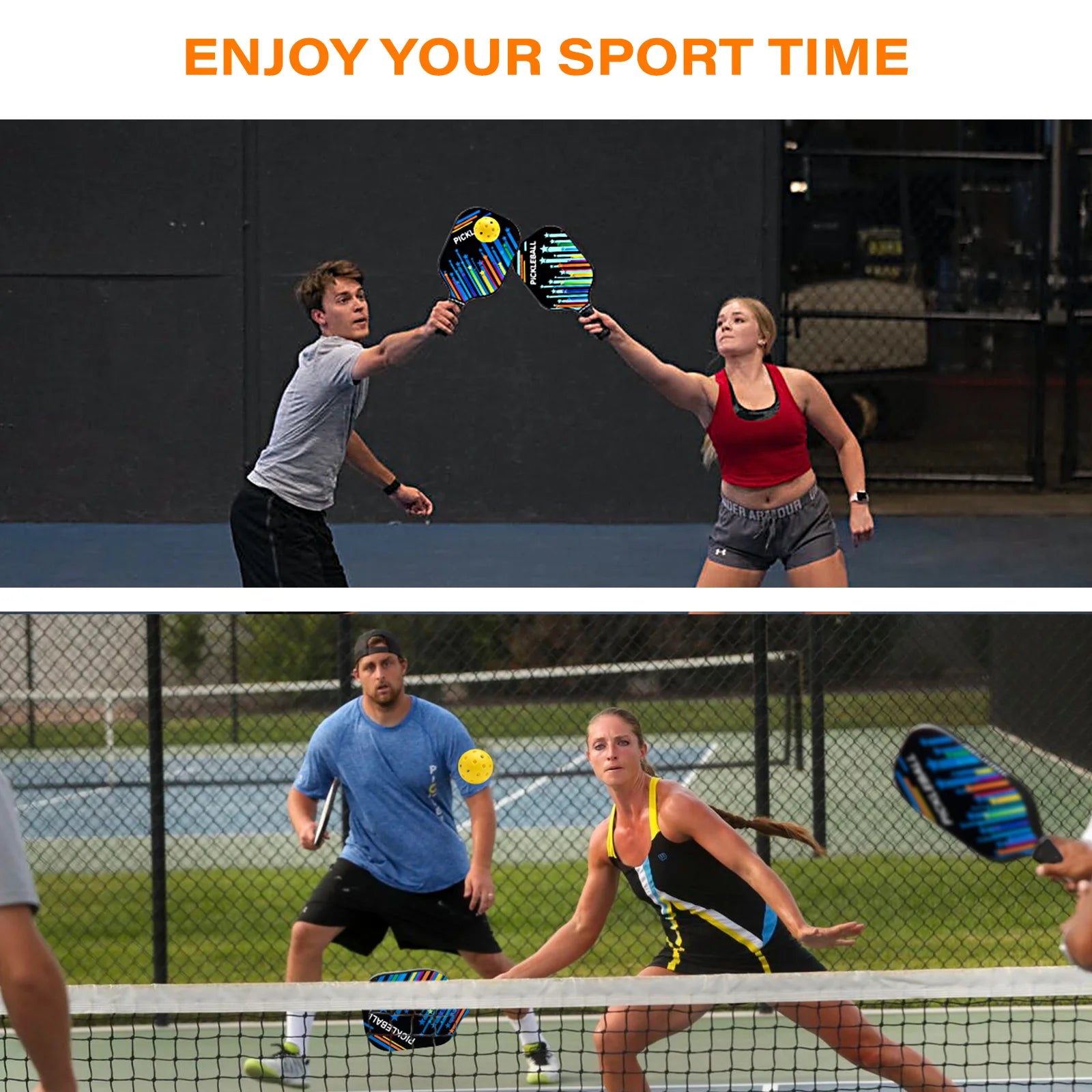 Pickleball Paddle Glassfiber 7.9Oz Pickle Set of 4 Paddles, 4 Balls, with Black Bag