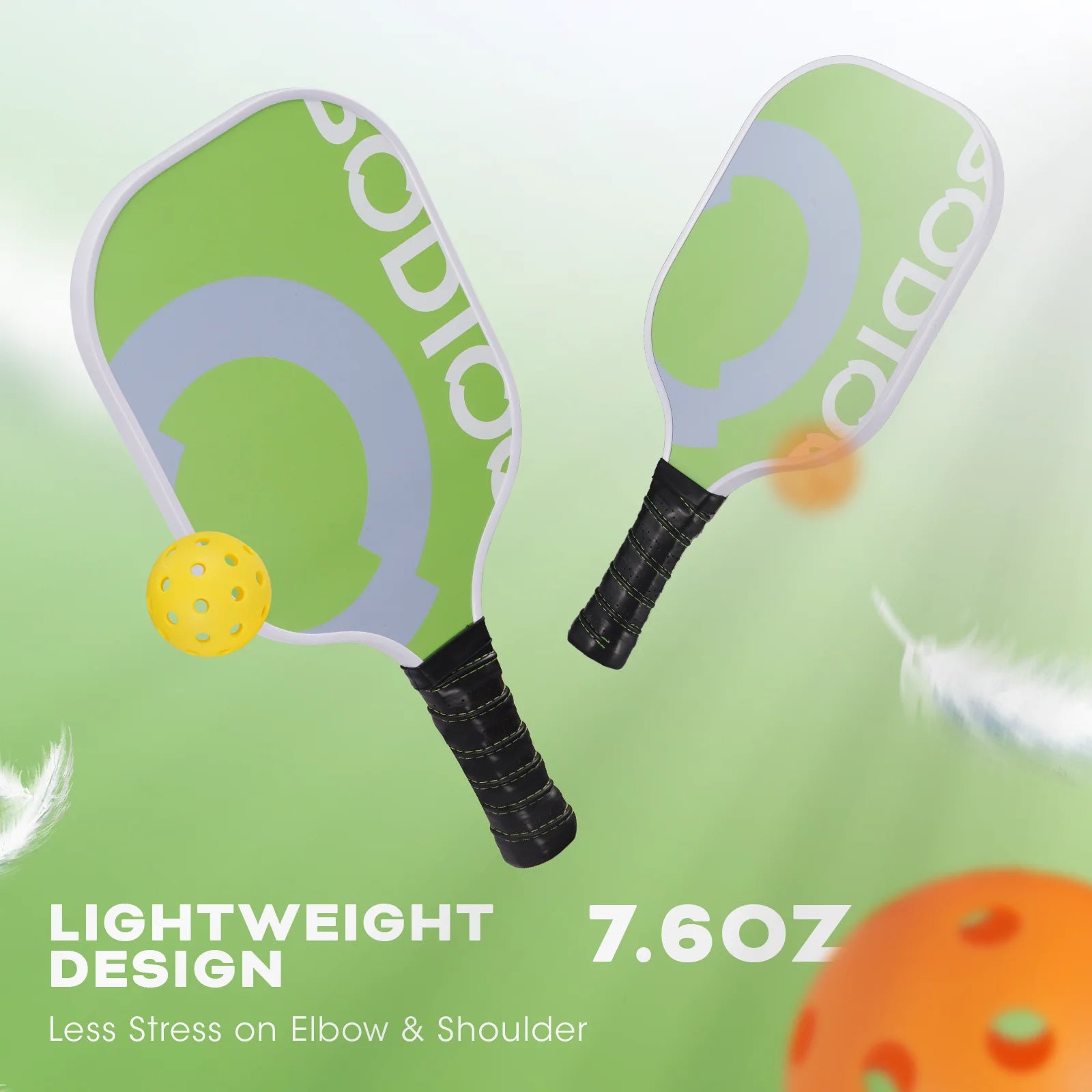 Pickleball Paddle Set with 4 Pickleball Anti-Slip Sweat-Absorbing Grip Portable Carry Bag Fiberglass Surface for Men Women