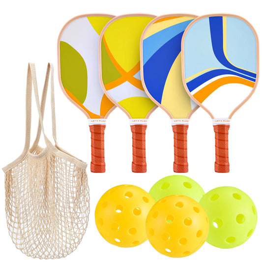 Pickleball Paddles, USAPA Approved Pickleball Set of 4, Wooden Paddles, 4 Balls, Pickle Ball Set Gifts for Women Men