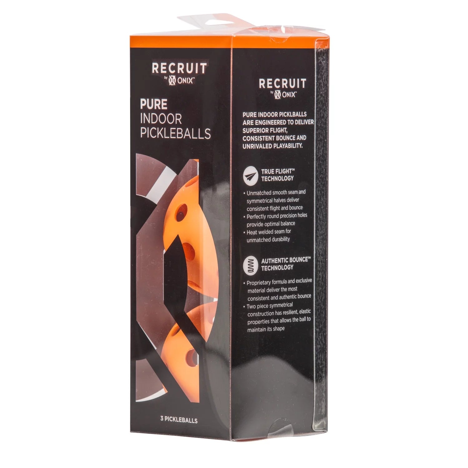 (5 Pack) Recruit by  Pickleball Pure Indoor Balls (Orange, 3-Pack), New, 2.5 Lb