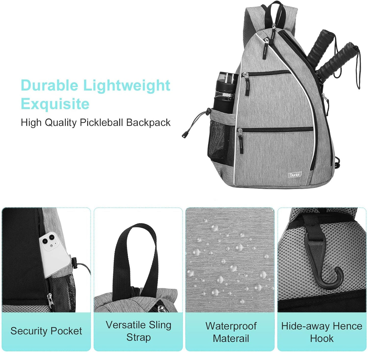 Women'S Reversible Pickleball Paddle Bag with Rackets Compartment