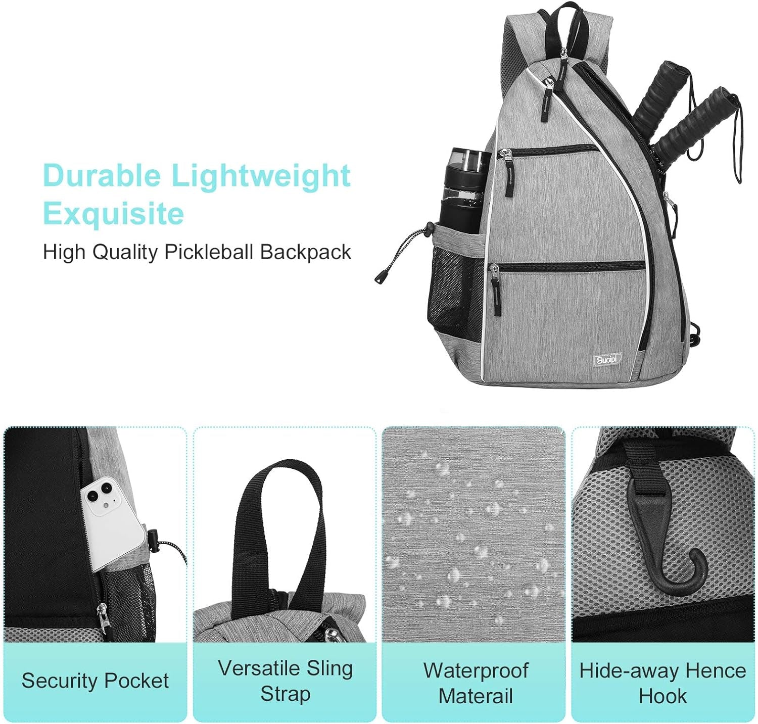 Women'S Reversible Pickleball Paddle Bag with Rackets Compartment