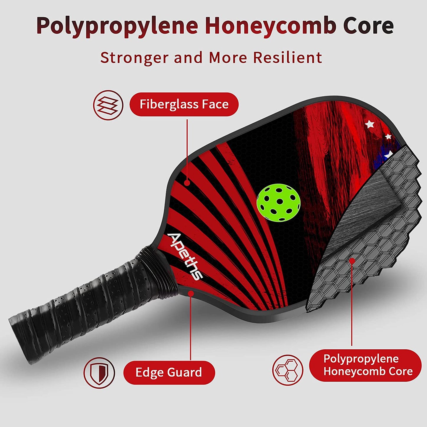 Pickleball Paddle Set, Fiberglass Pickleball Rackets with Cushion Comfort Grip, Pickleball Set of 2 Pickleball Paddles, 4 Balls, 1 Pickleball Bag