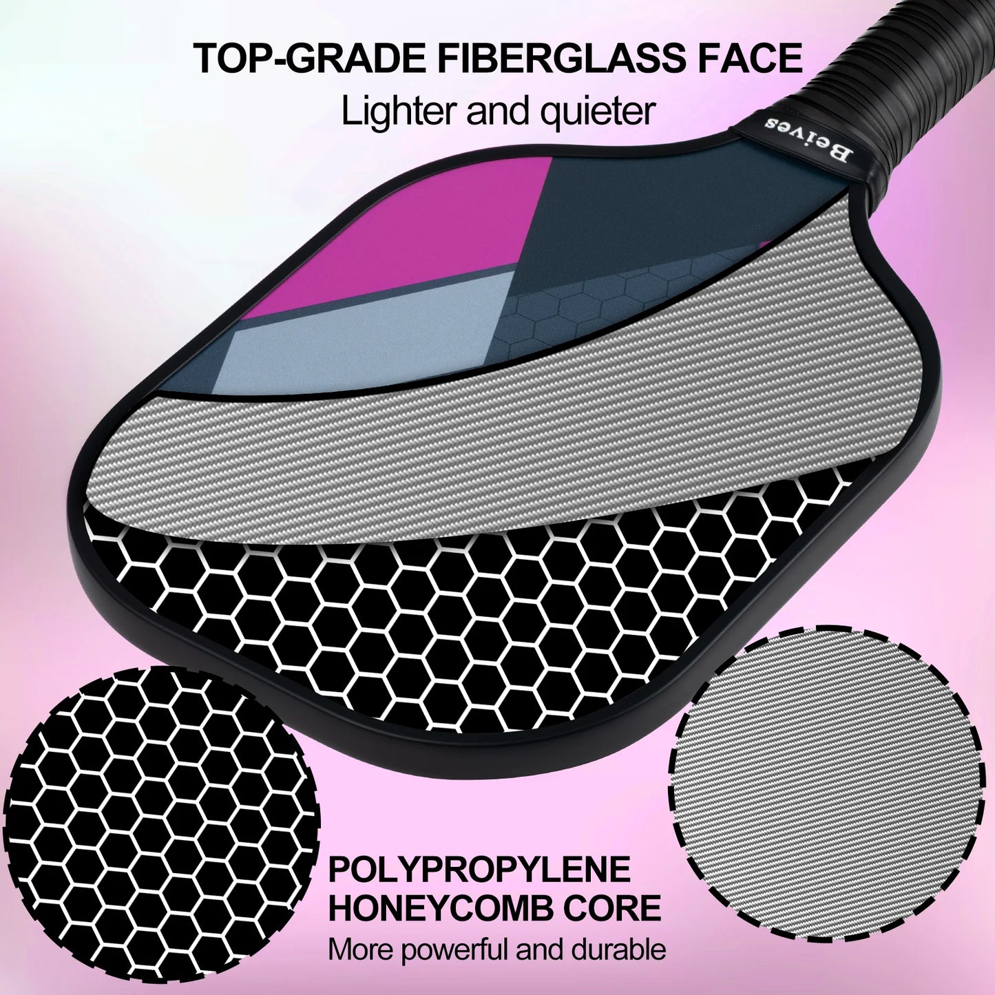 4-Pack Fiberglass Pickle Ball Set with 4 Balls & Portable Bag - Lightweight Pickleball Paddles for Indoor/Outdoor, Family-Friendly for All Skill Levels