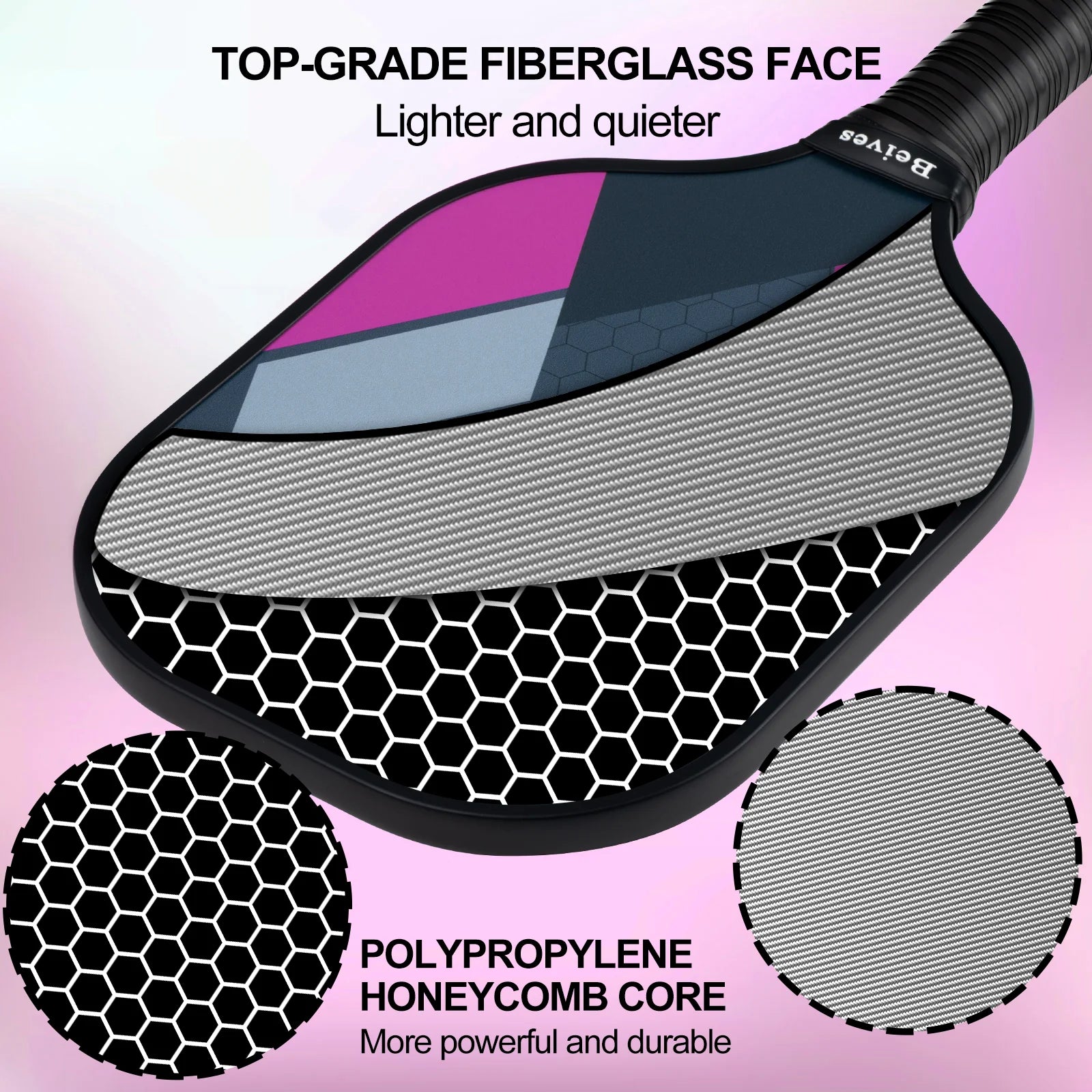 4-Pack Fiberglass Pickle Ball Set with 4 Balls & Portable Bag - Lightweight Pickleball Paddles for Indoor/Outdoor, Family-Friendly for All Skill Levels