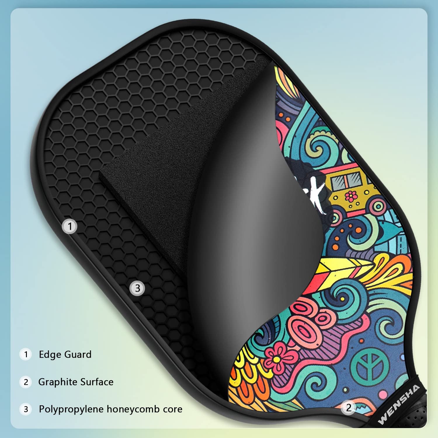 Pickleball Paddles - Pickleball Raquette Set of 2 Pickleball Rackets 4 Pickleballs Outdoor Indoor Portable Bag Polypropylene Honeycomb Core Graphite Surface Pickleball Set Gift for Women Men Adults