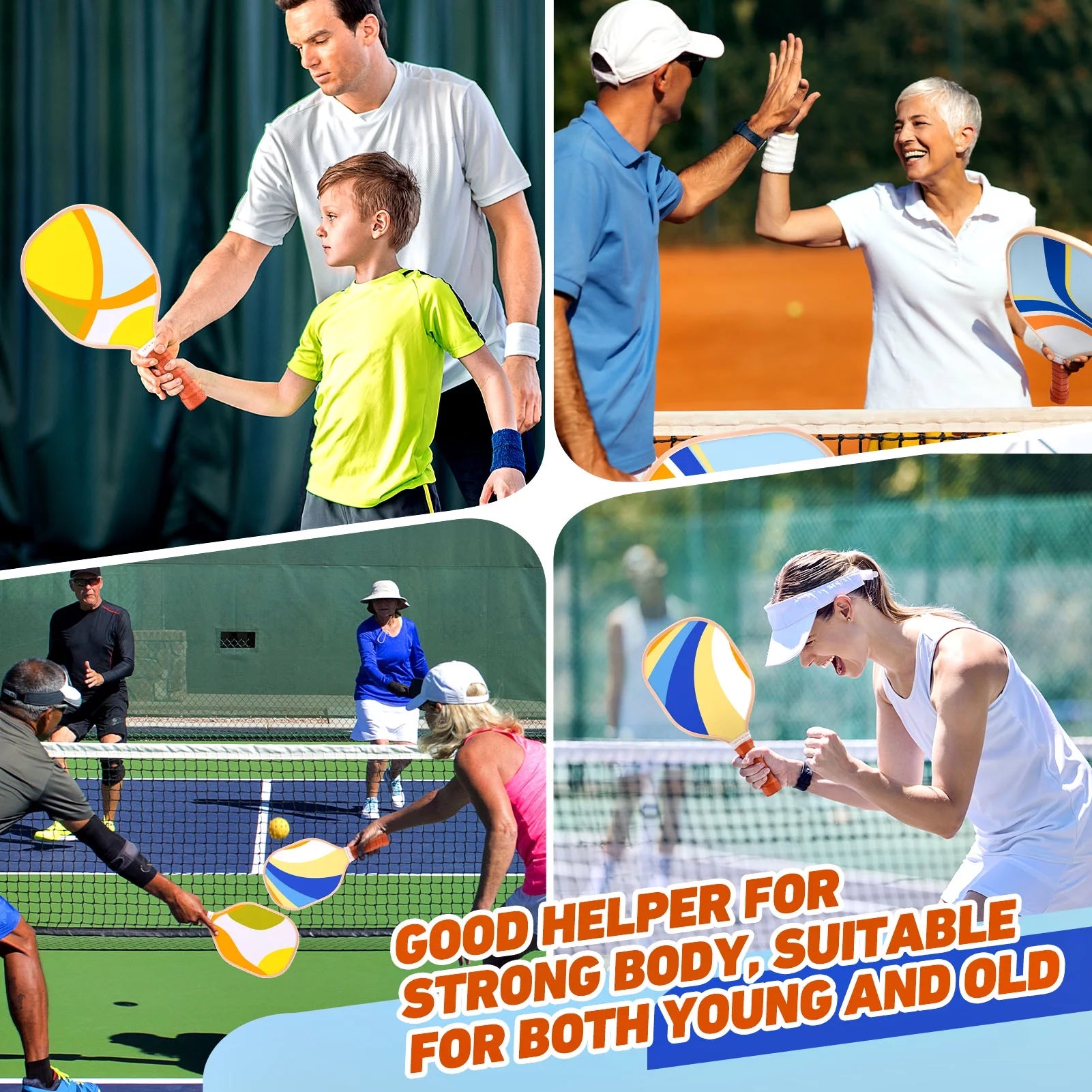 Pickleball Paddles, USAPA Approved Pickleball Set of 4, Wooden Paddles, 4 Balls, Pickle Ball Set Gifts for Women Men