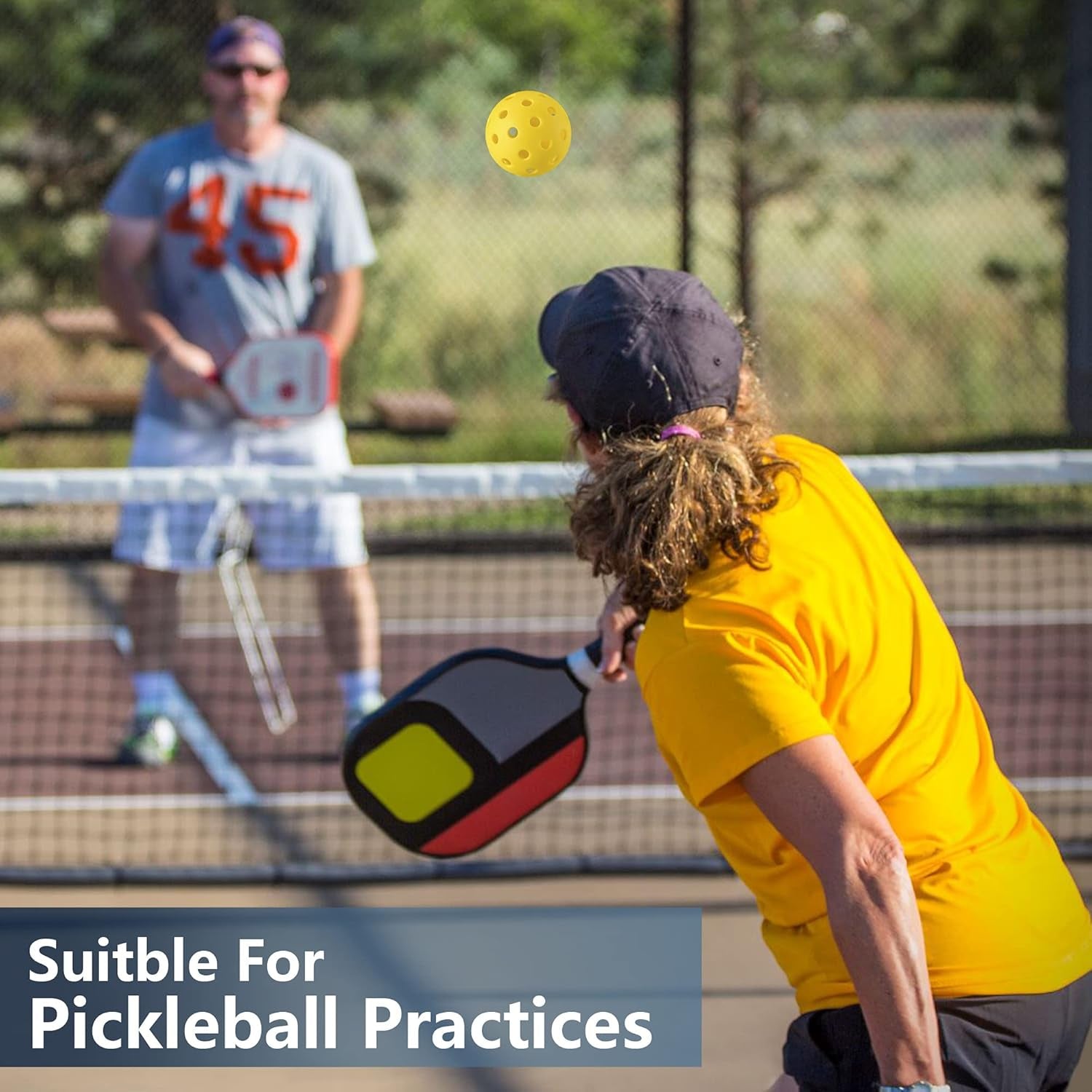 Kiebosi Outdoor Pickleball Balls 8 Pack, Pickleball Ball Set for Pickleball Practices Fun Playing, 40 Holes Pickleballs, Yellow+Green