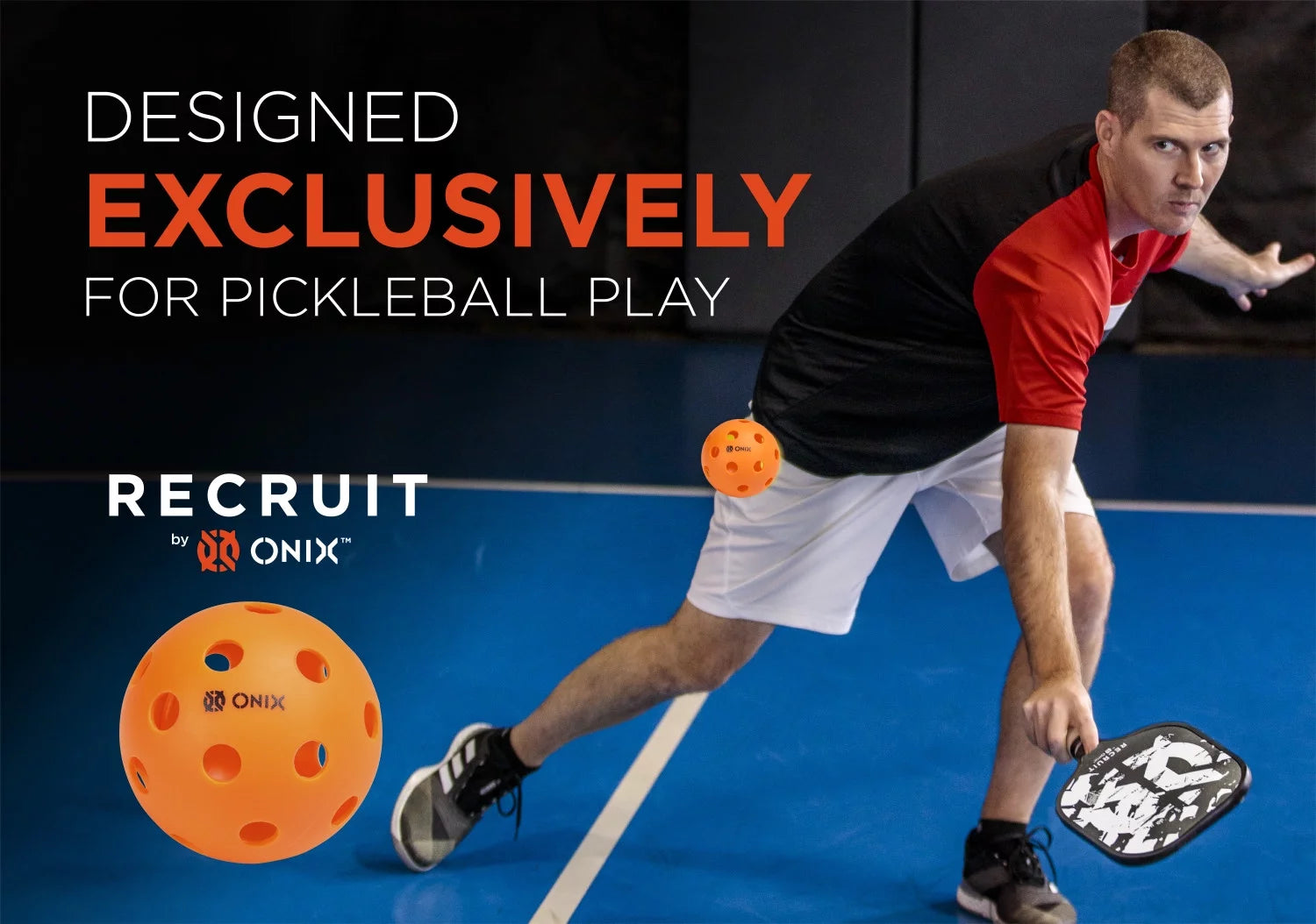 (5 Pack) Recruit by  Pickleball Pure Indoor Balls (Orange, 3-Pack), New, 2.5 Lb