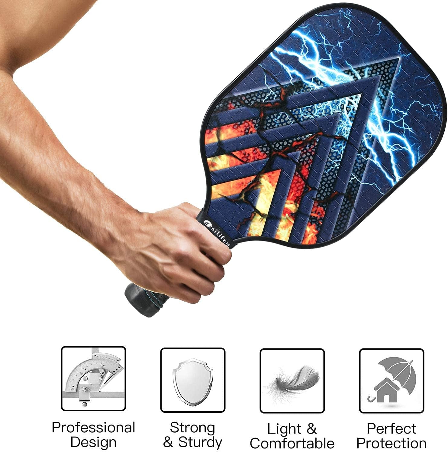 Pickleball Paddles Set, Graphite Pickleball Paddle Set of 2 Rackets and 4 Balls, Lightweight Pickle Ball Raquette Set with Bag, Edge Guard and Ergonomic Grip, Pickleball Set for Men and Women