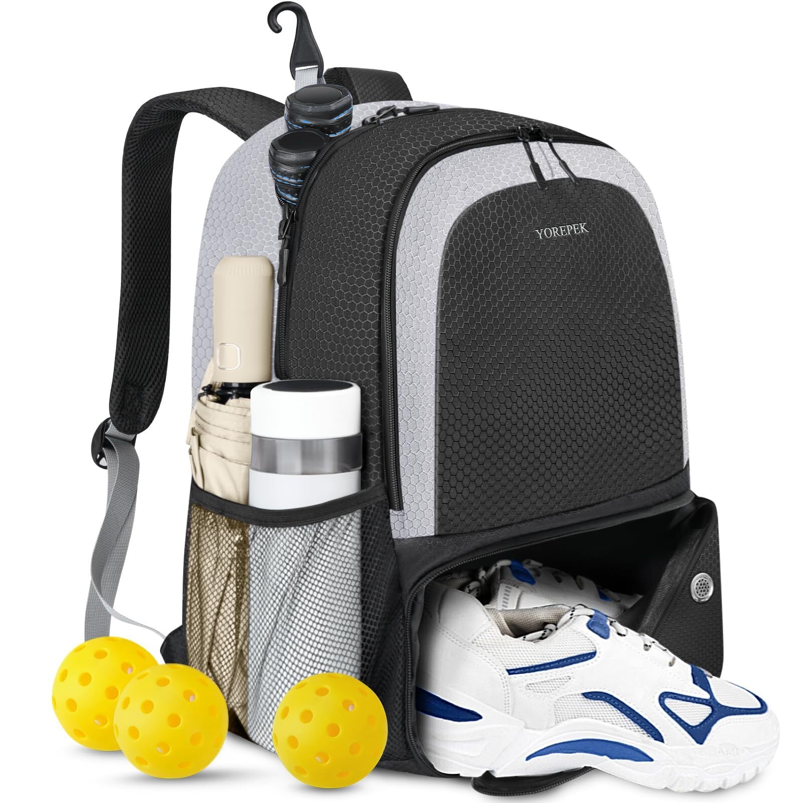 Pickleball Bag Backpack with Shoe Compartment, Fence Hook for Men Women, Larg...