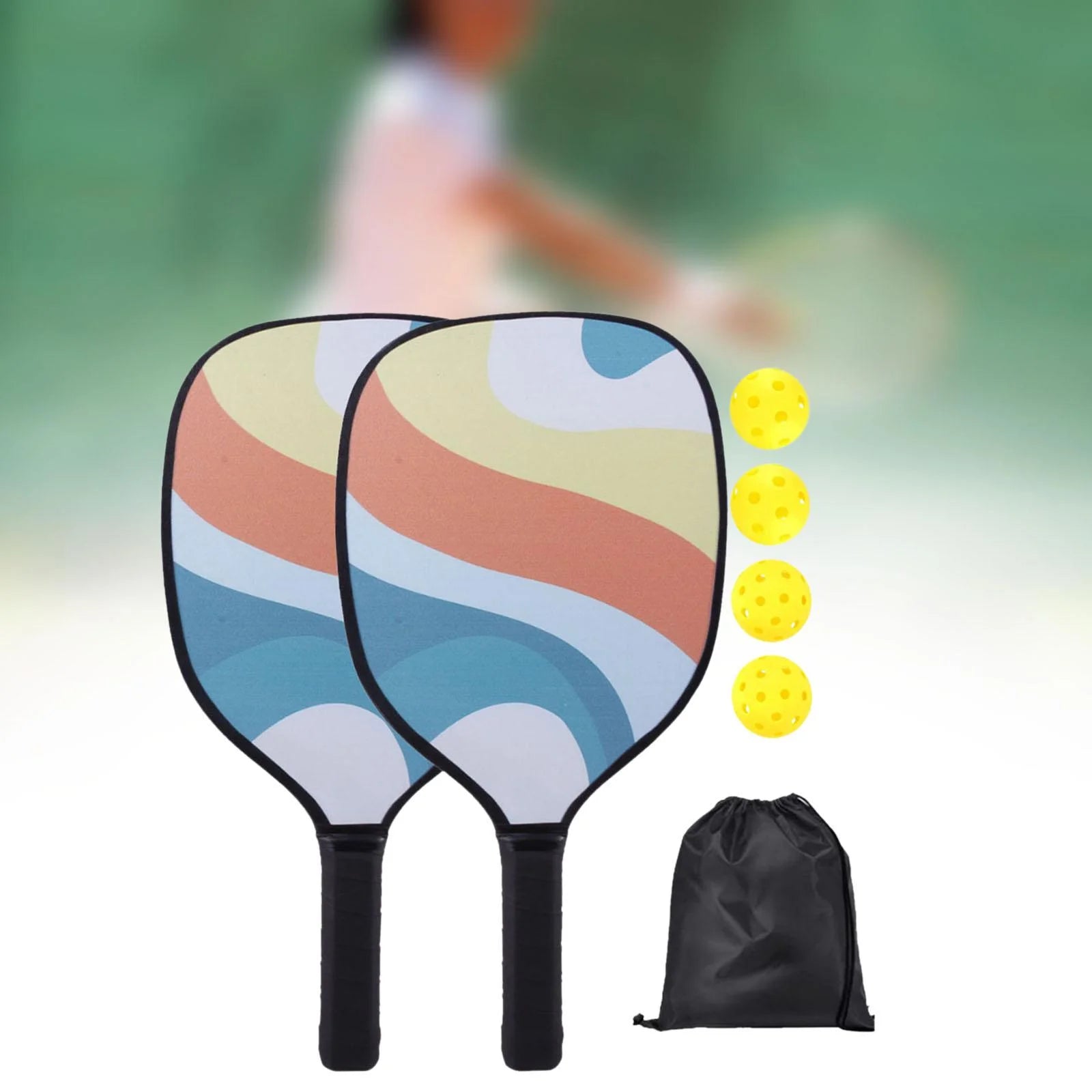 Professional Pickleball Paddle Racket with Bag 4 Balls Comfort Grip Lightweight Racquets for Adults Kids Indoor Outdoor Use Orange