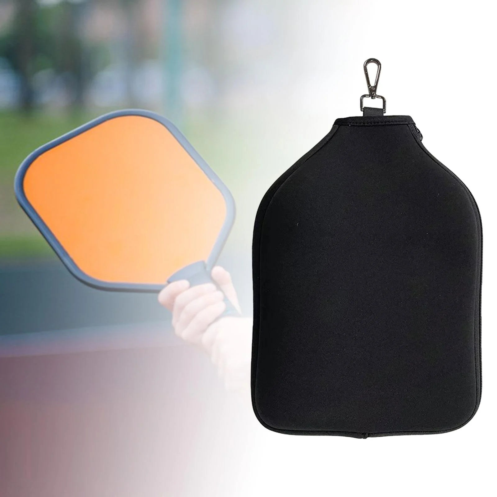 Neoprene Paddle Cover Racket Sleeve, Protective Pouch, Storage Carrier with Storage Pocket Pickleball Head Cover Black