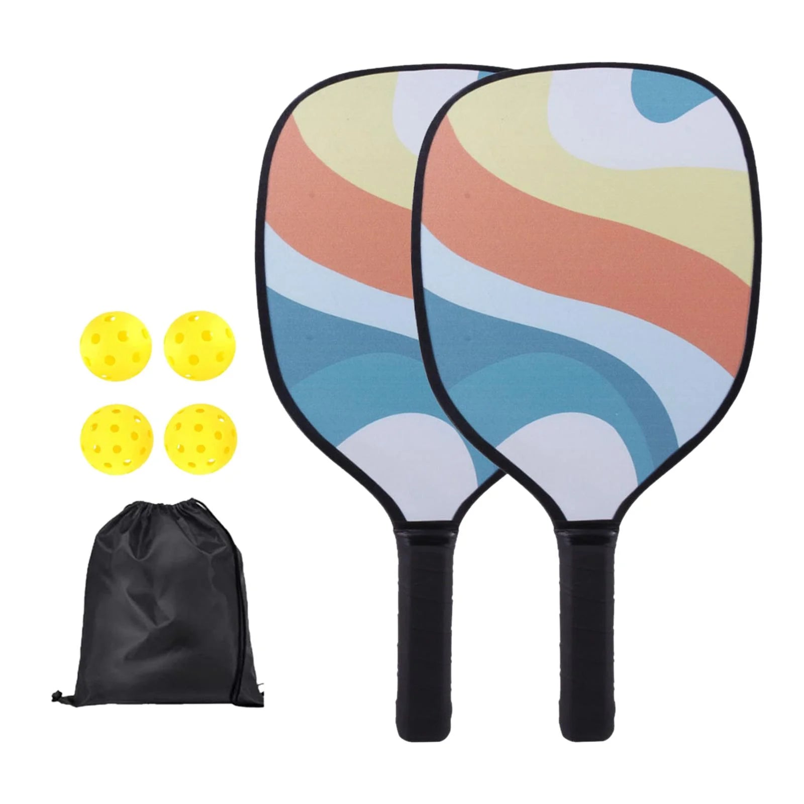 Professional Pickleball Paddle Racket with Bag 4 Balls Comfort Grip Lightweight Racquets for Adults Kids Indoor Outdoor Use Orange