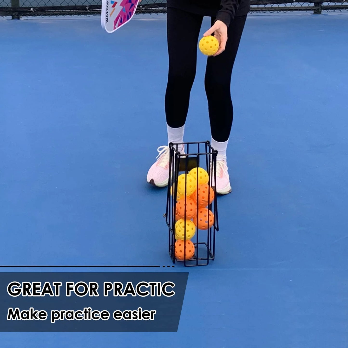 Pickleball Balls Picker Basket, Balls Collector for Pickleball or Tennis, Pickup Retriever with Handle for Easy Pickup, Carrying and Storage