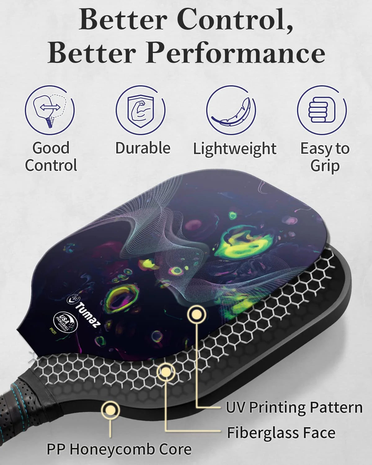 Pickleball Paddles - USAPA Approved Pickle Ball Set with Accessories, Cosmic Swirls