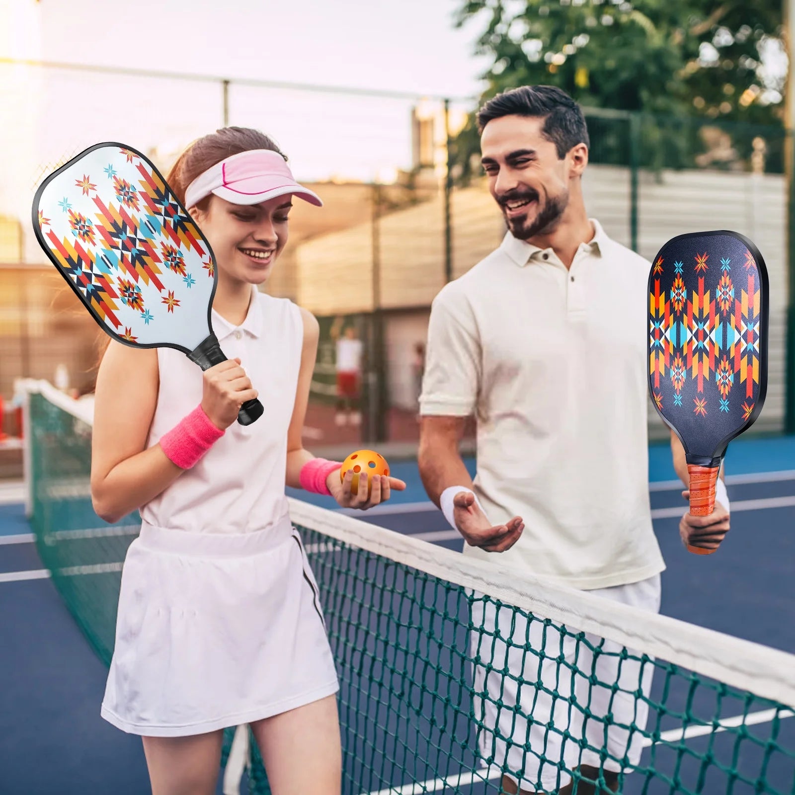 Luxmo Pickleball Paddles, Pickleball Paddles Set of 2, Fiberglass Surface Polypropylene Core Lightweight Pickleball Set with 4 Balls and 1 Pickleball Bag