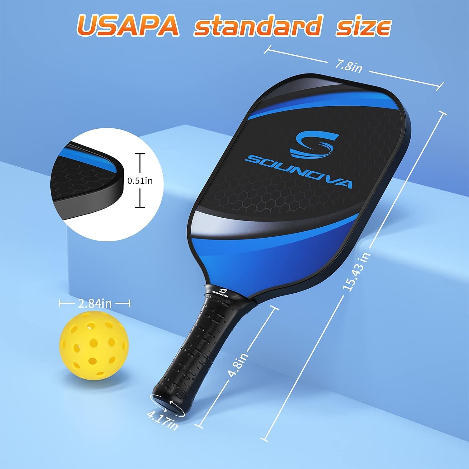 Pickleball Paddles Set of 2 Lightweight Graphite Surface Pickleball Racket for Adults/Kids, Including Covers and Carrying Bag, Polypropylene Honeycomb Core, 4 Balls and Free Cooling Towel