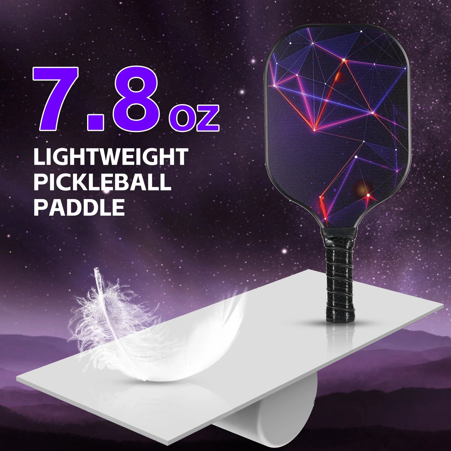 Pickleball Paddles,Usapa Approved Carbon Fiber Surface Pickleball Set of 2 with 4 Pickleball Balls for Beginners & Pros