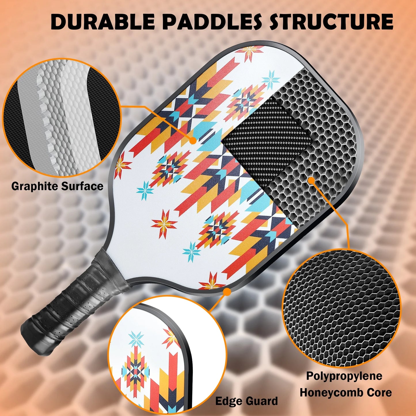 Luxmo Pickleball Paddles, Pickleball Paddles Set of 2, Fiberglass Surface Polypropylene Core Lightweight Pickleball Set with 4 Balls and 1 Pickleball Bag