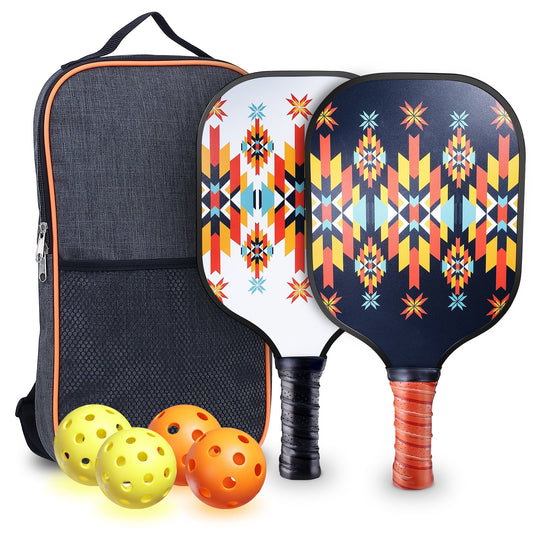 Luxmo Pickleball Paddles, Pickleball Paddles Set of 2, Fiberglass Surface Polypropylene Core Lightweight Pickleball Set with 4 Balls and 1 Pickleball Bag
