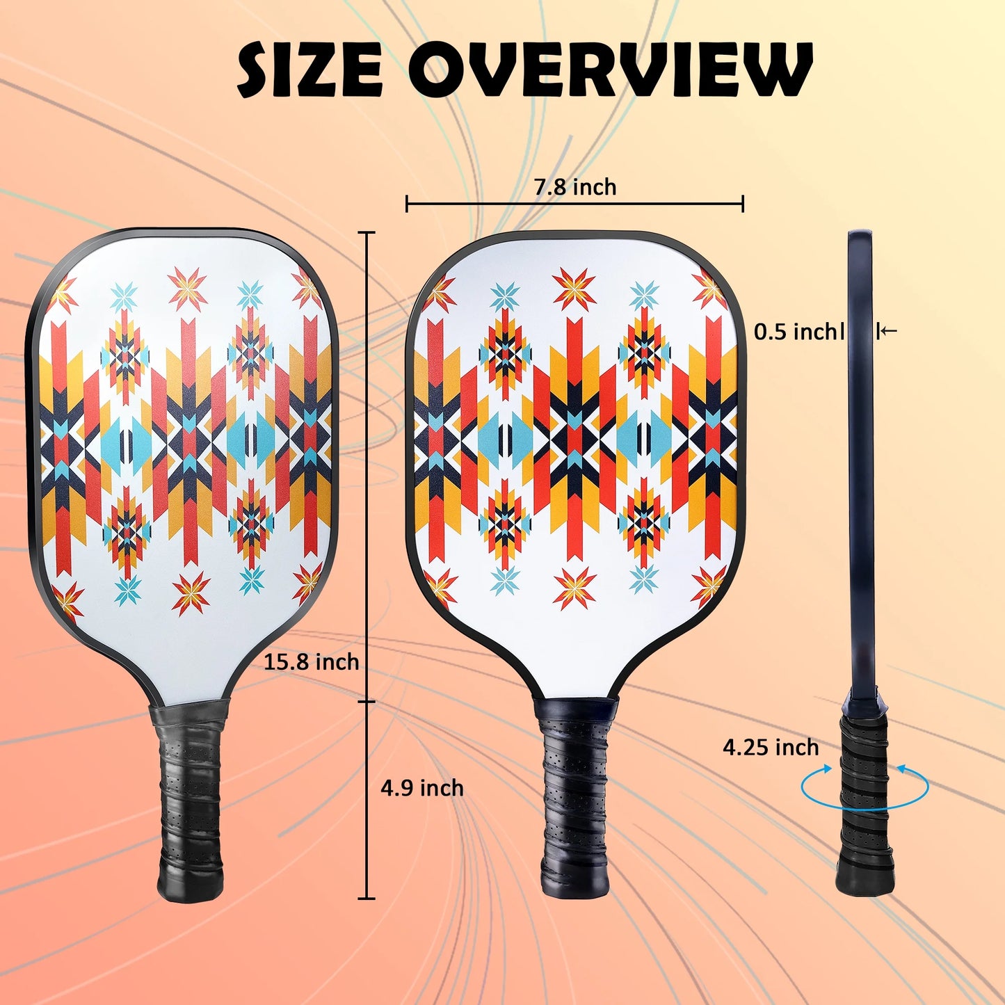 Luxmo Pickleball Paddles, Pickleball Paddles Set of 2, Fiberglass Surface Polypropylene Core Lightweight Pickleball Set with 4 Balls and 1 Pickleball Bag