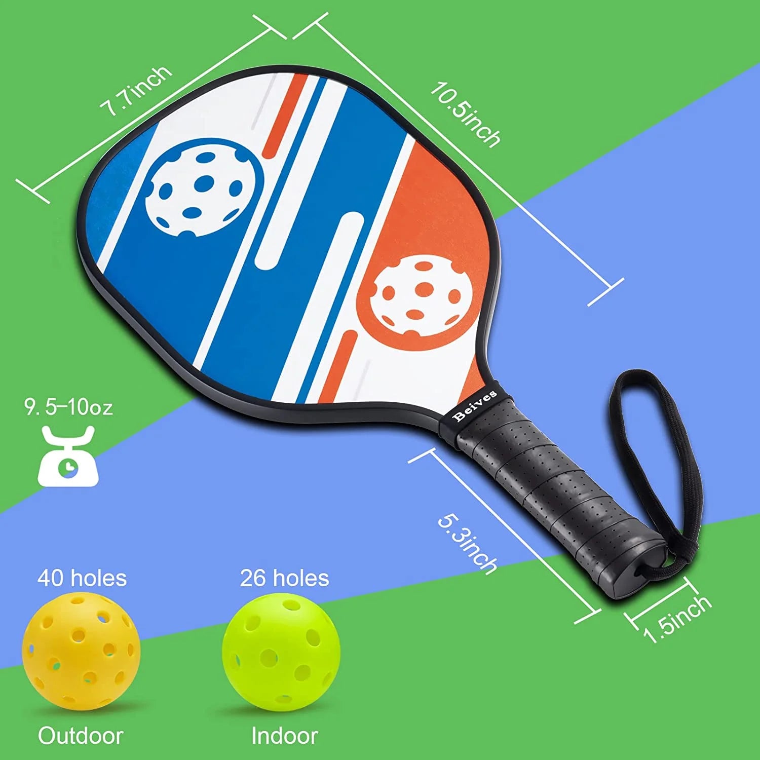 Wood Pickleball Paddles Set of 4 Racket Pickleball Racquets, Pickle Ball Set, Paddle Set with 6 Indoor Outdoor Balls