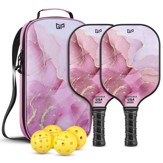 Pickleball Paddles Set of 2, USAPA Approved Graphite Carbon Face with Polypropylene Honeycomb Core Pickleball Paddle Set, Lightweight Pickleball Rackets for Women Men, Glittering Marble