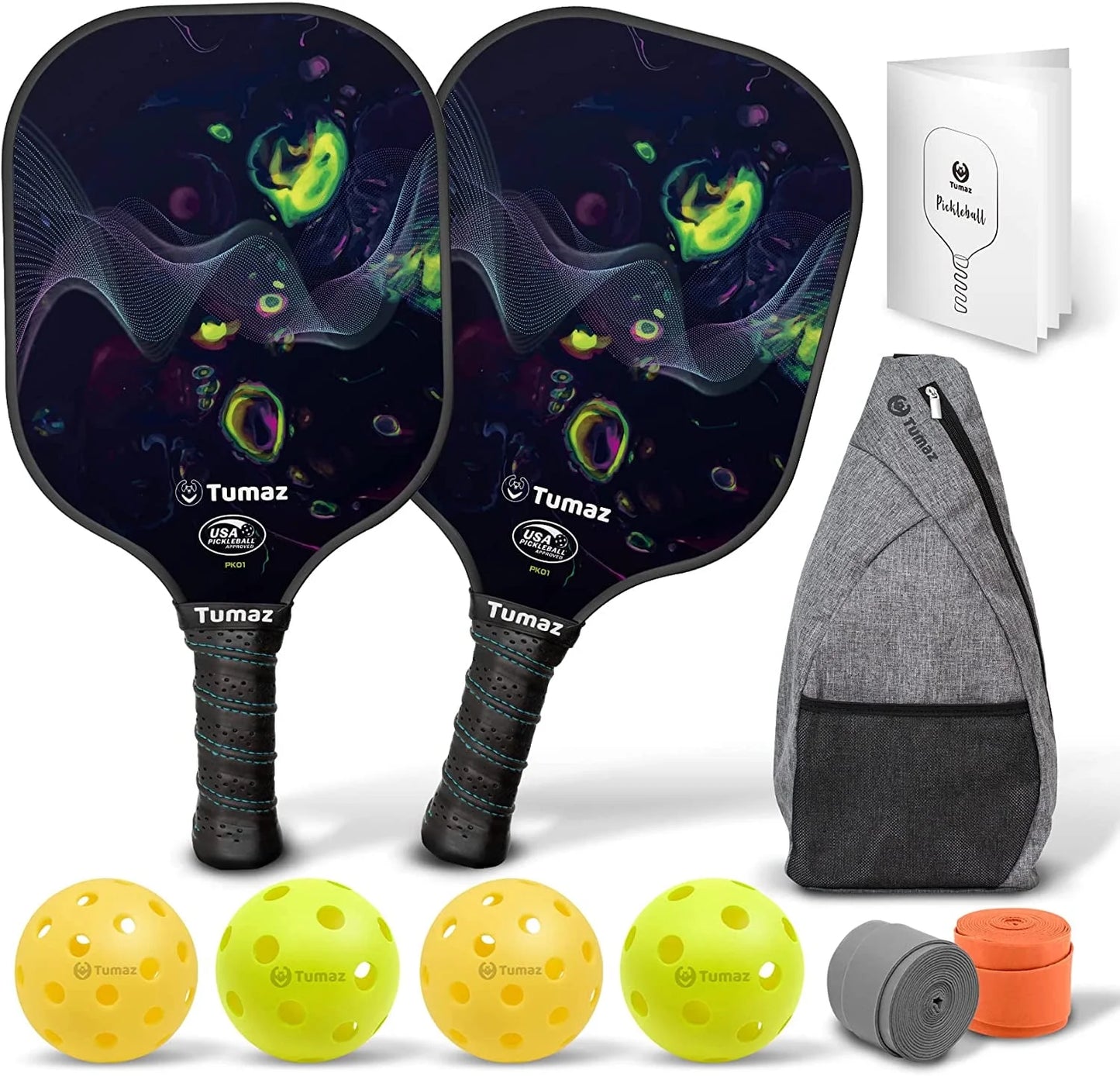 Pickleball Paddles - USAPA Approved Pickle Ball Set with Accessories, Cosmic Swirls
