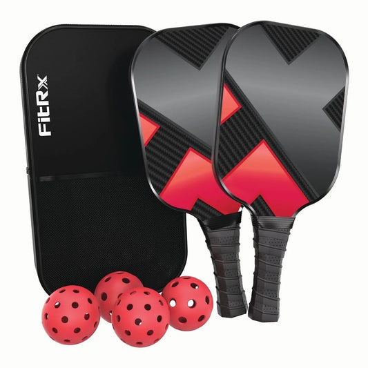 Fiberglass Pickleball Set with Pickleball Paddles and Balls, 2 Paddles, 4 Pickleballs and Carry Case