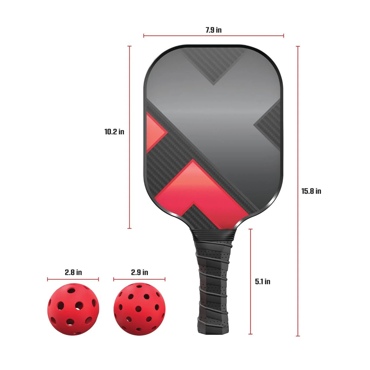 Fiberglass Pickleball Set with Pickleball Paddles and Balls, 2 Paddles, 4 Pickleballs and Carry Case