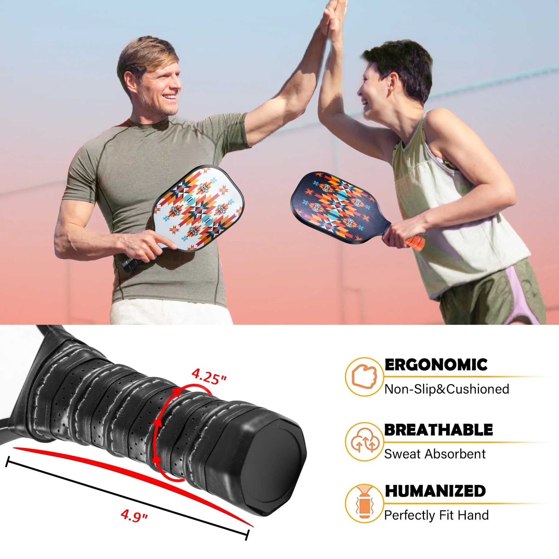 Luxmo Pickleball Paddles, Pickleball Paddles Set of 2, Fiberglass Surface Polypropylene Core Lightweight Pickleball Set with 4 Balls and 1 Pickleball Bag