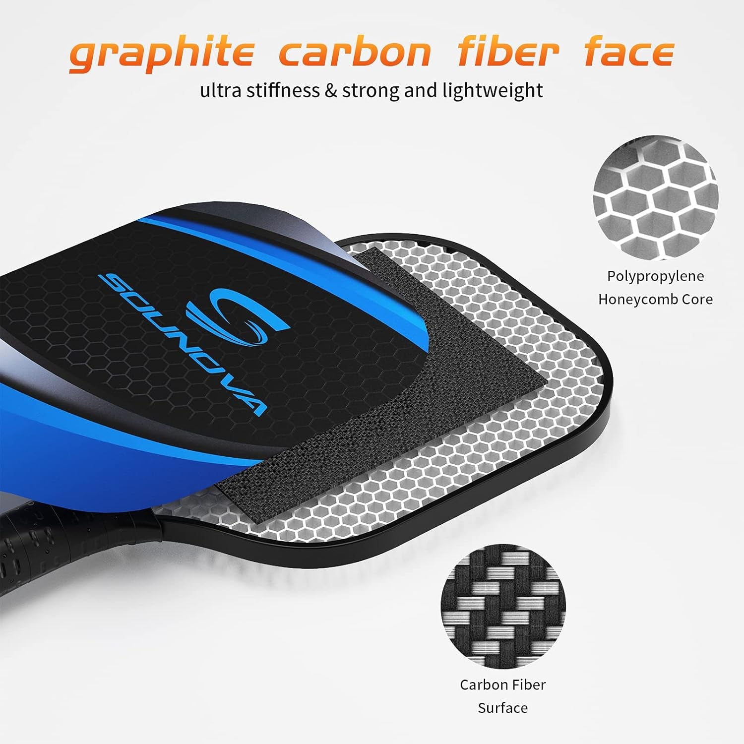 Pickleball Paddles Set of 2 Lightweight Graphite Surface Pickleball Racket for Adults/Kids, Including Covers and Carrying Bag, Polypropylene Honeycomb Core, 4 Balls and Free Cooling Towel