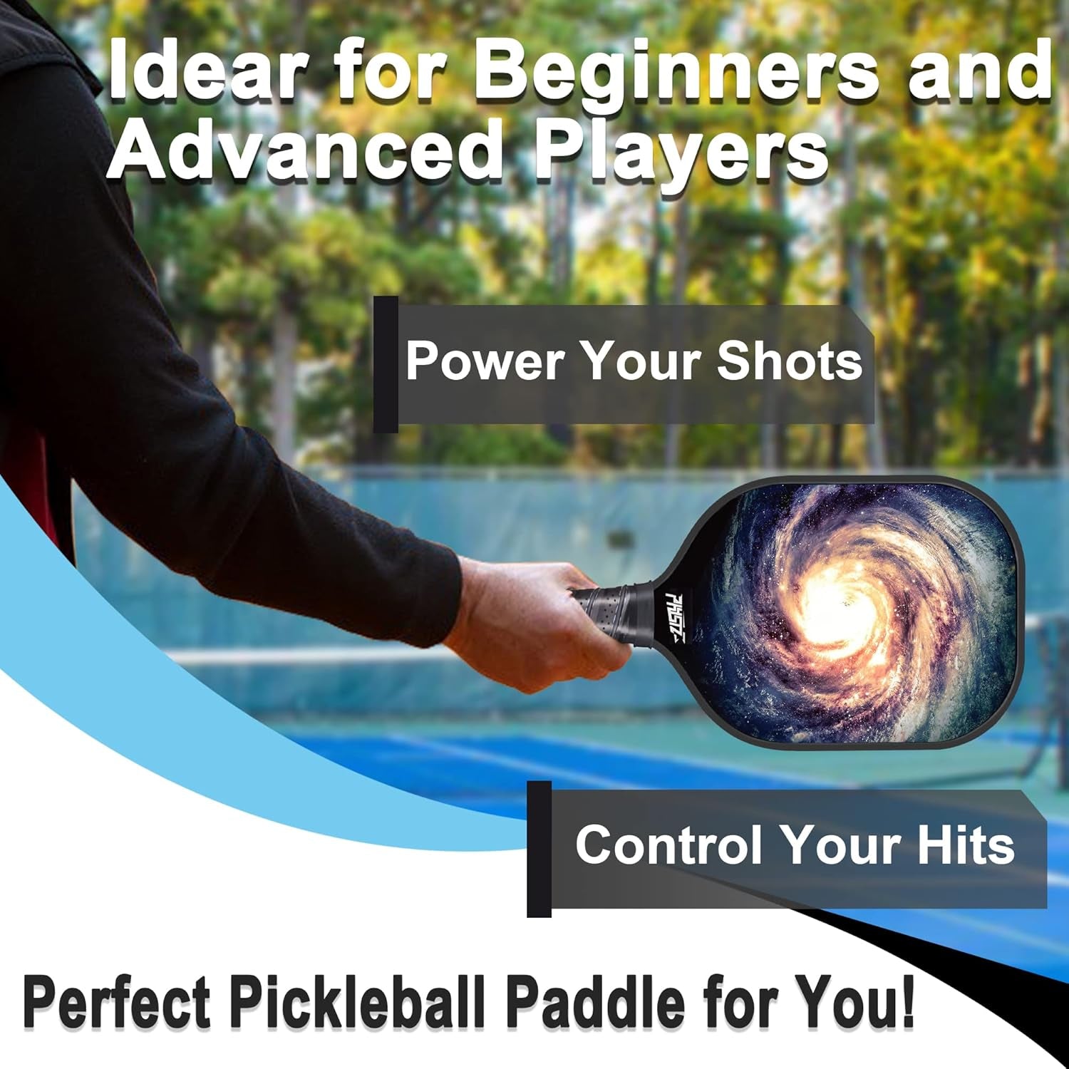 Pickleball Paddles, USAPA Approved Lightweight Pickleball Paddle Set of 2, Fiberglass Surface Polypropylene Core Pickleball Set with 2 Pickleball Rackets, 4 Pickleballs & 1 Carry Bag