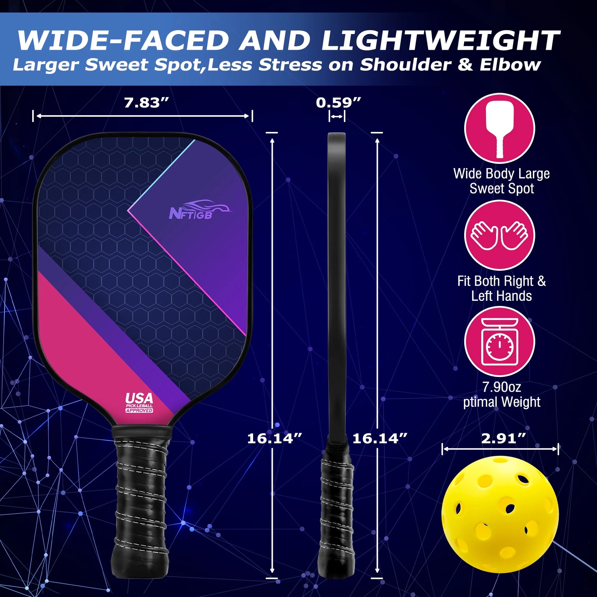 Pickleball Paddles Set, 2 Pickle Ball Rackets with 4 Balls, Lightweight, USAPA Approved