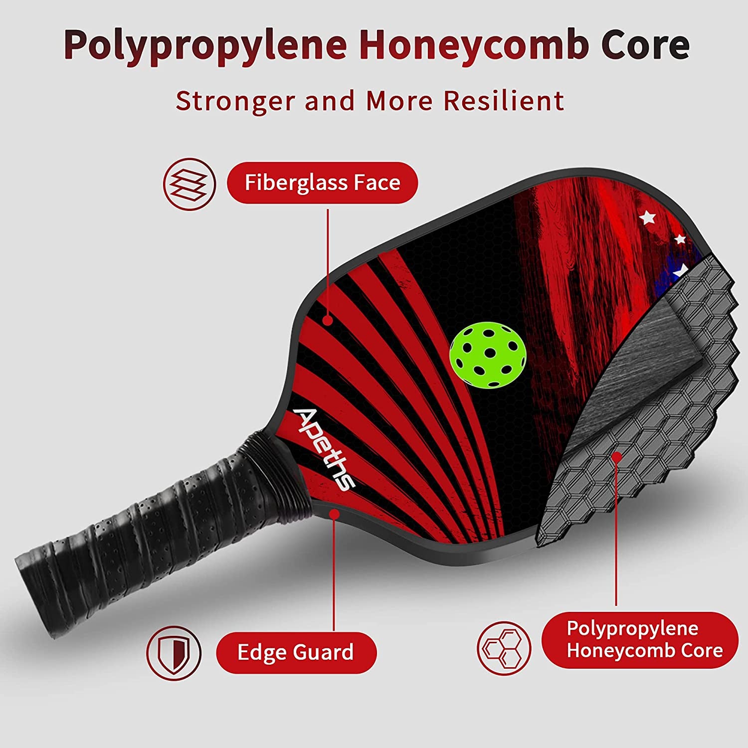 Pickleball Paddle Set, Fiberglass Pickleball Rackets with Cushion Comfort Grip, Pickleball Set of 2 Pickleball Paddles, 4 Balls, 1 Pickleball Bag