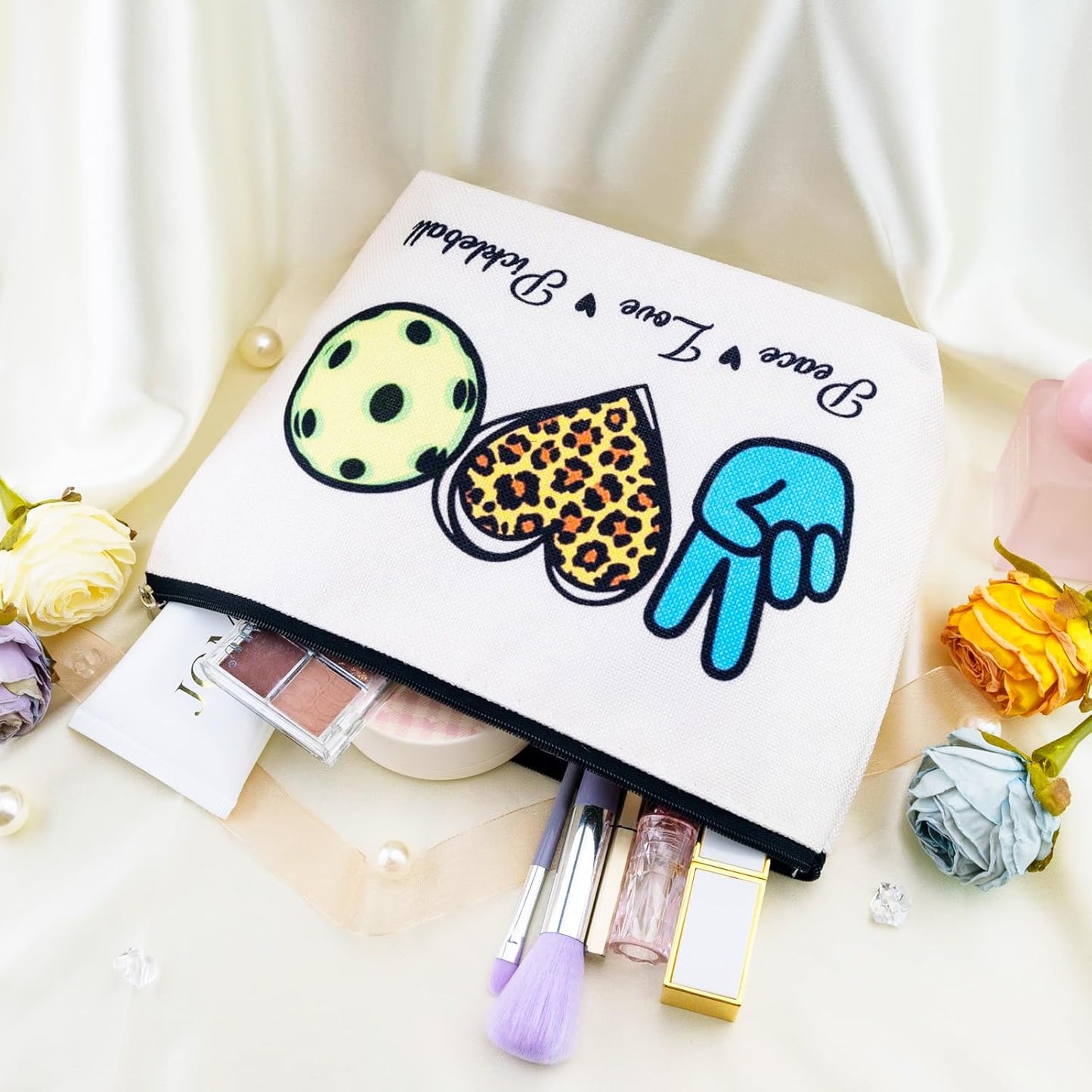 Pickleball Gifts for Women Pickleball Party Favors Pickle Ball Gifts for Woman Pickle Ball Makeup Bag Cosmetic Pouch Snacks Pouch Travel Toiletry Bags for Friends Who Love Sports