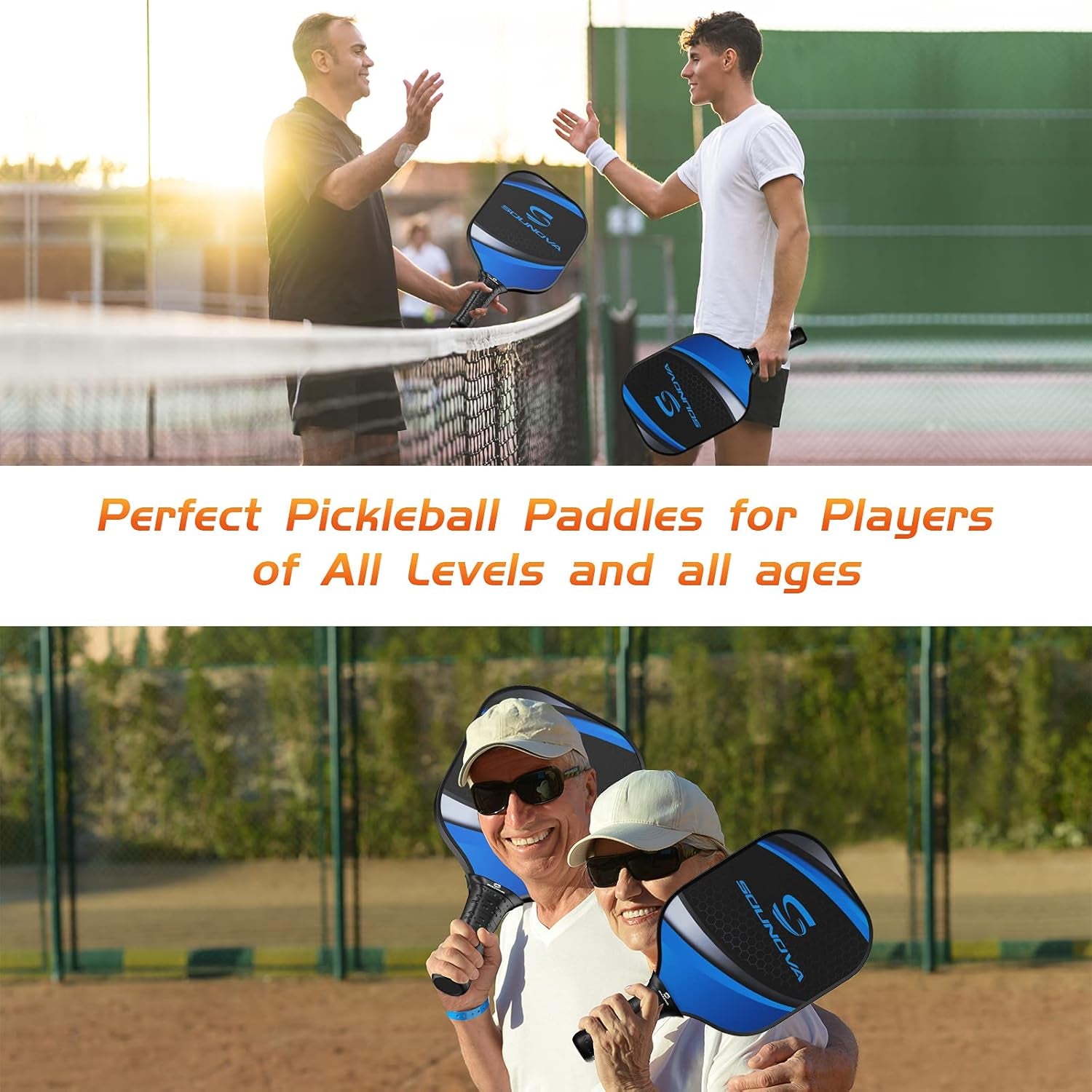 Pickleball Paddles Set of 2 Lightweight Graphite Surface Pickleball Racket for Adults/Kids, Including Covers and Carrying Bag, Polypropylene Honeycomb Core, 4 Balls and Free Cooling Towel